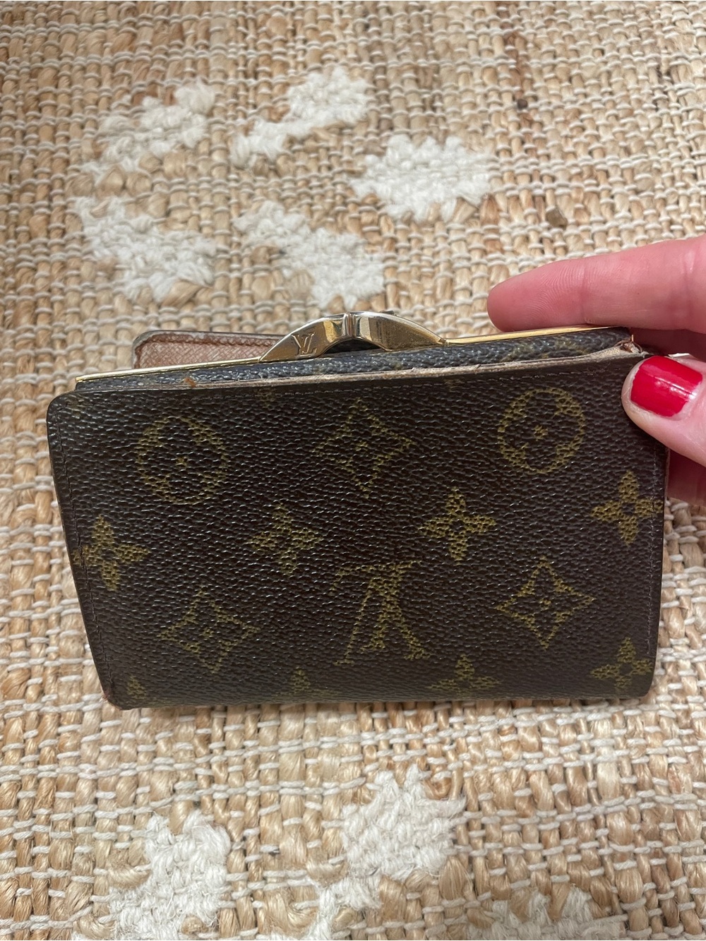 Louis Vuitton Monogram French Purse Wallet Kiss Lock Brown Canvas Vintage AS IS - Picture 7 of 8